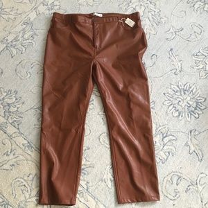 Ambercrombie brown the 90s straight ultra high rise leather pants
